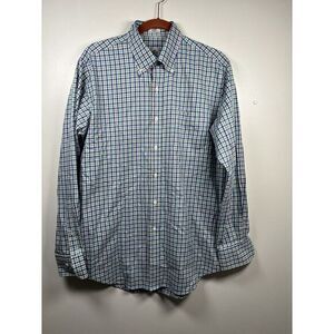 Peter‎ Millar Shirt Nanoluxe Easy Care Medium White Gingham Check Cotton